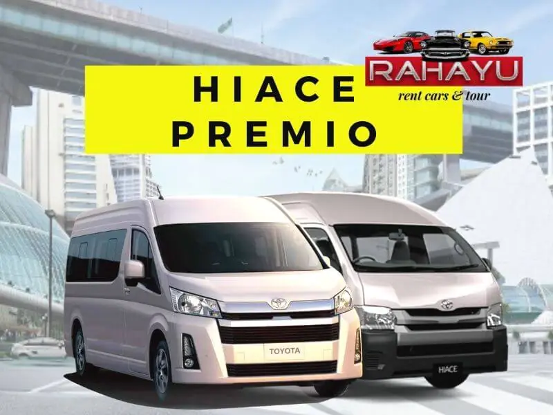 Armada Toyota Hiace Premio dan Commuter warna putih atau hitam untuk layanan sewa hiace surabaya resmi